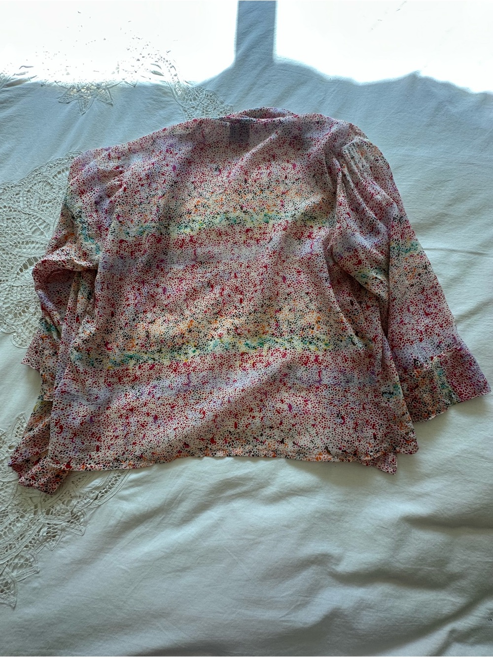 Johnny Was Silk Spring Ruffled Top, Medium - Picture 7 of 12